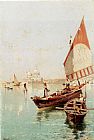 Franz Richard Unterberger Sailboat In A Venetian Lagoon painting
